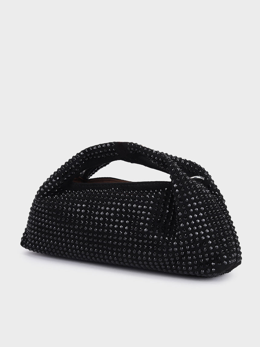 Christina Black Rhinestone Clutch
