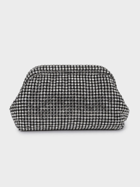 Edith Silver Rhinestone Clutch