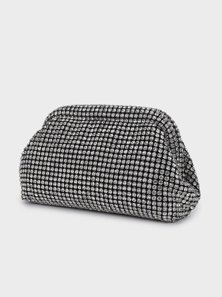 Edith Silver Rhinestone Clutch