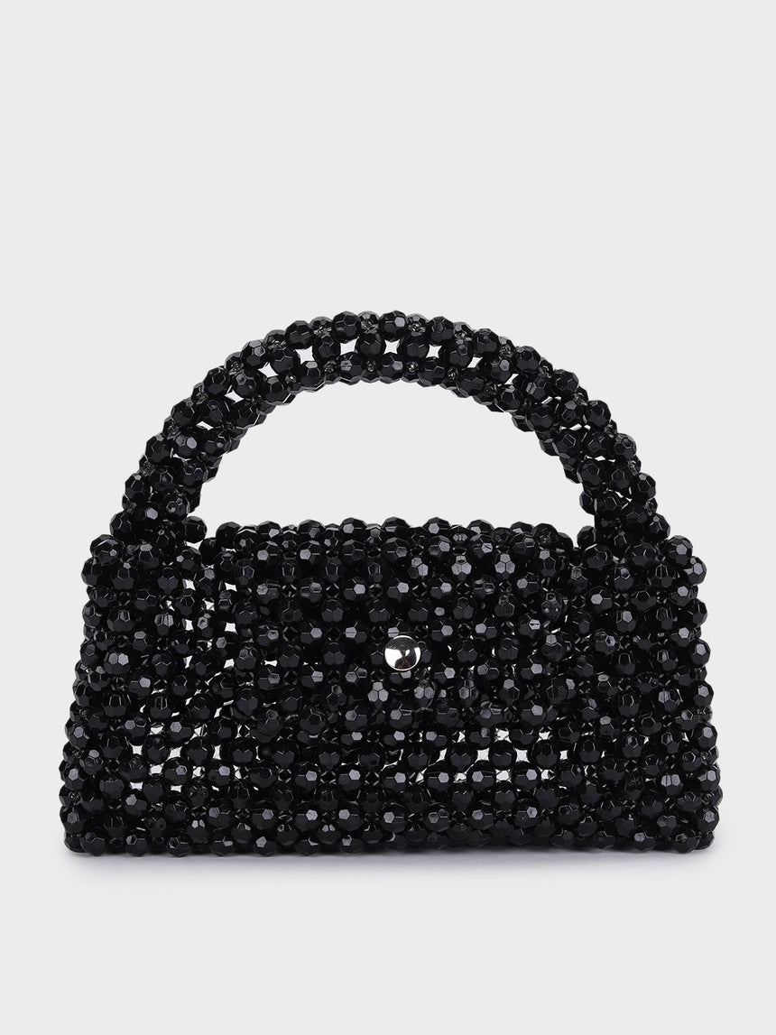 Jane Pearl Black Handheld Clutch