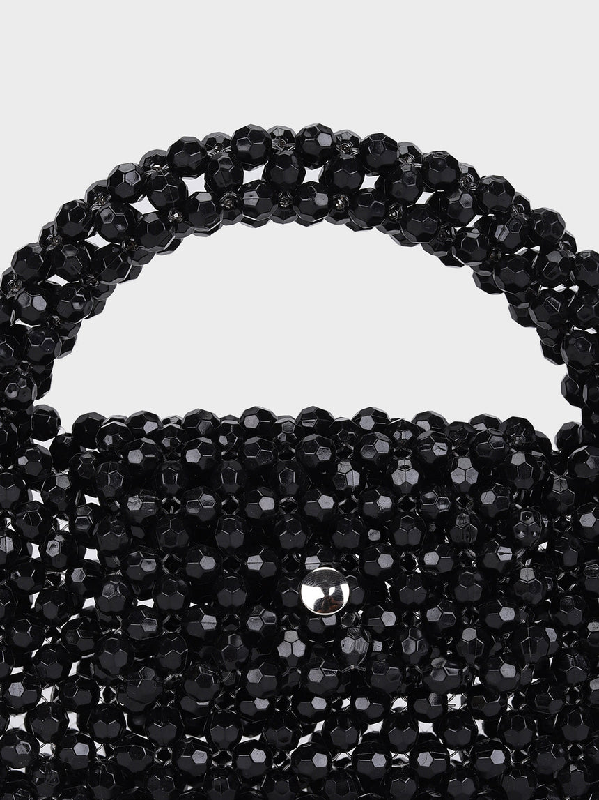 Jane Pearl Black Handheld Clutch