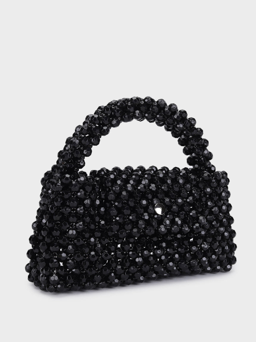 Jane Pearl Black Handheld Clutch