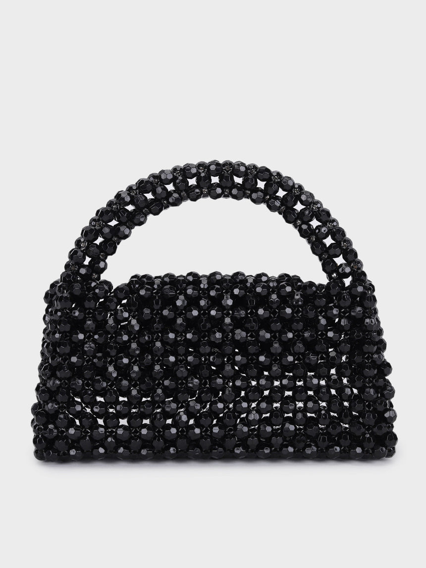 Jane Pearl Black Handheld Clutch