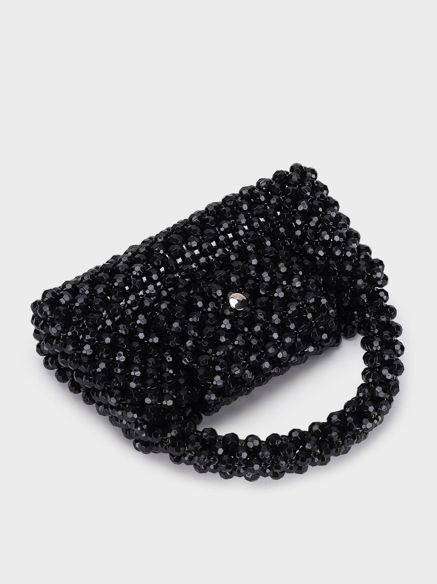 Jane Pearl Black Handheld Clutch