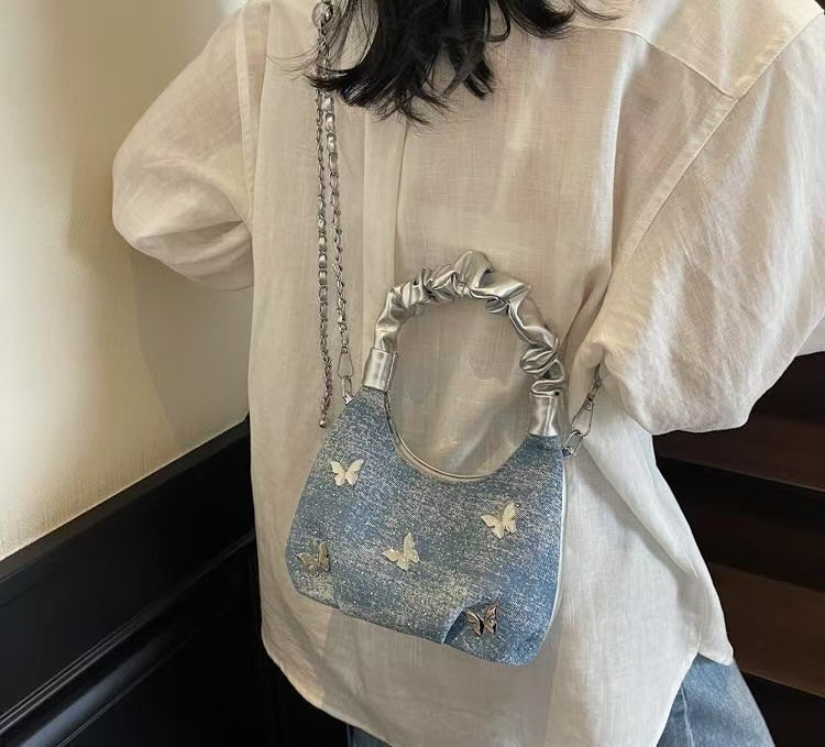 Butterfly Blue Denim Sling Bag