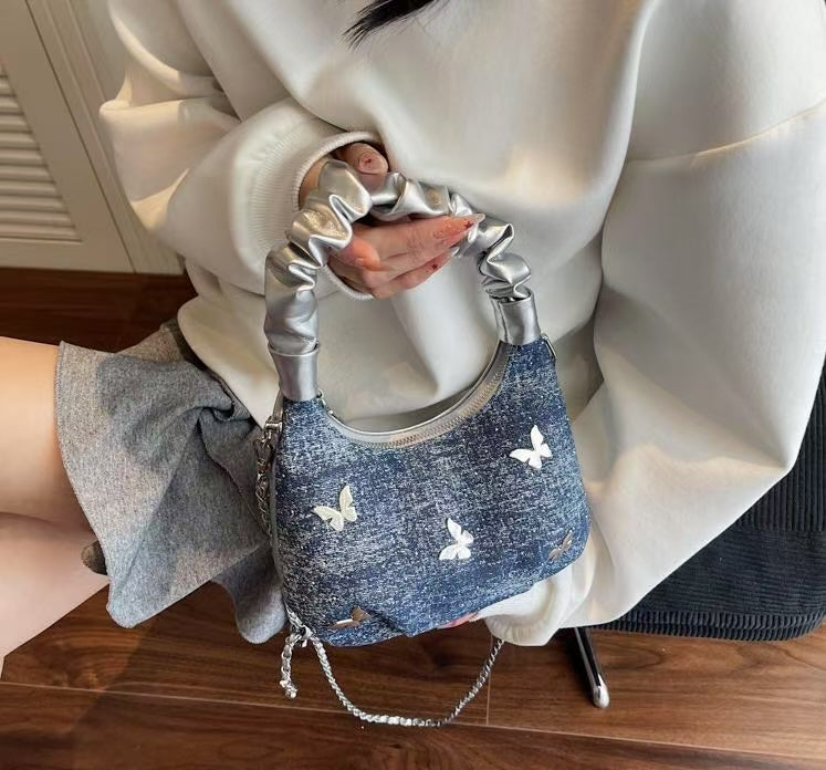 Butterfly Blue Denim Sling Bag