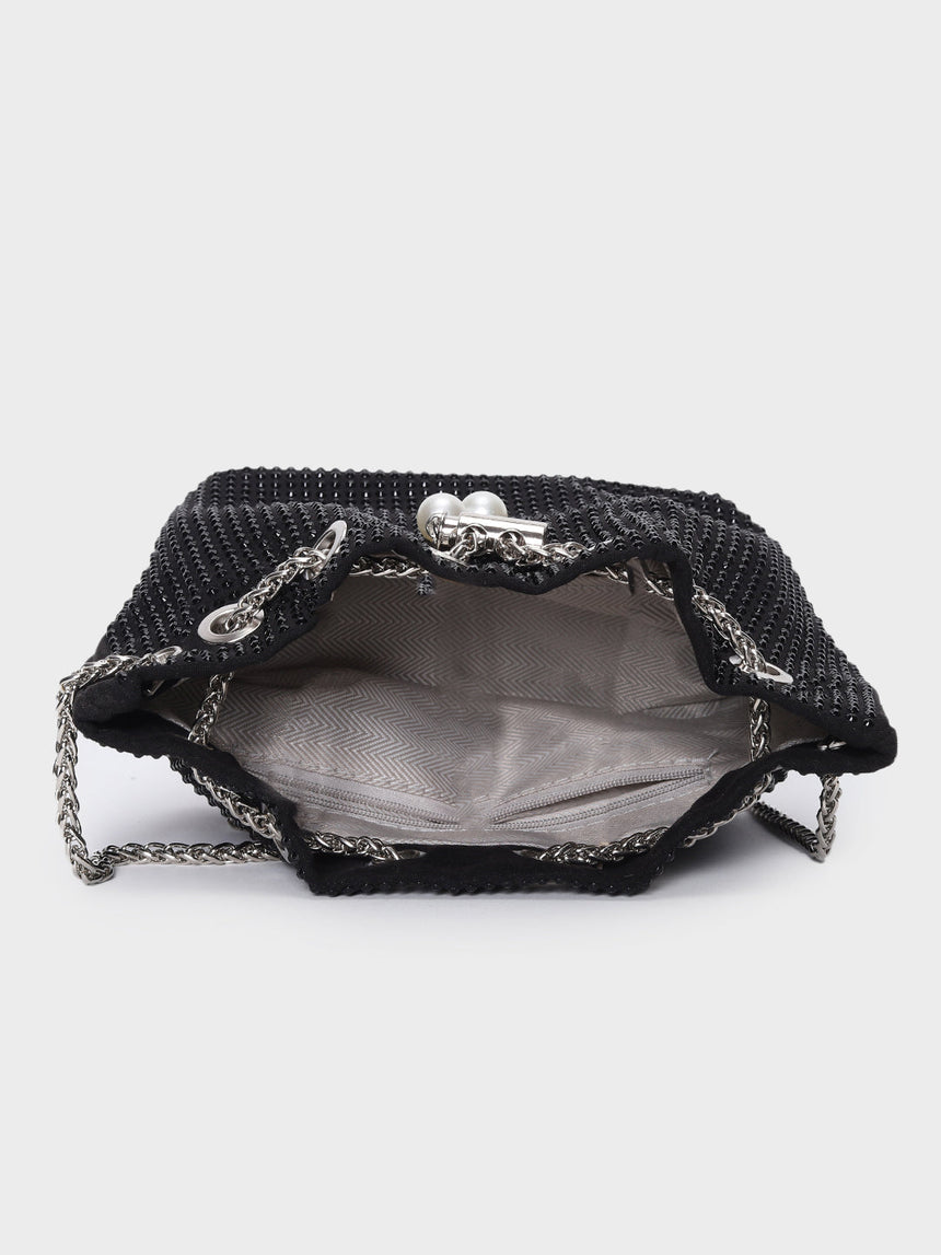 Chloe Black Rhinestone Clutch
