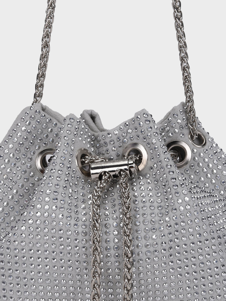 Chloe White Rhinestone Clutch