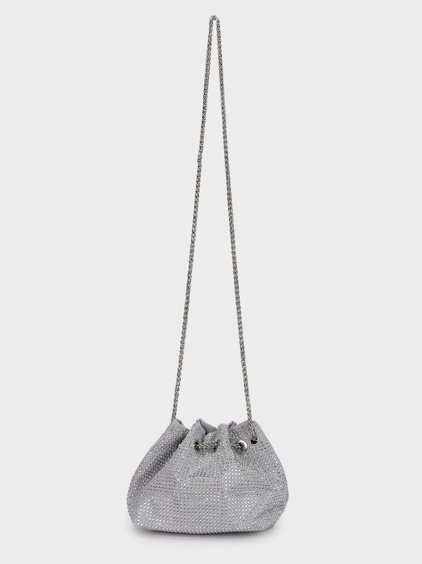 Chloe White Rhinestone Clutch