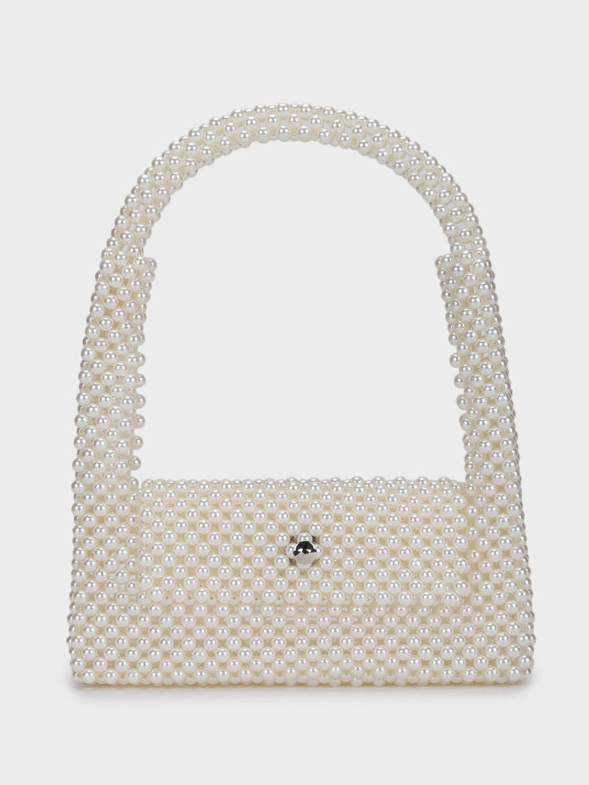 Emma White Handheld Clutch