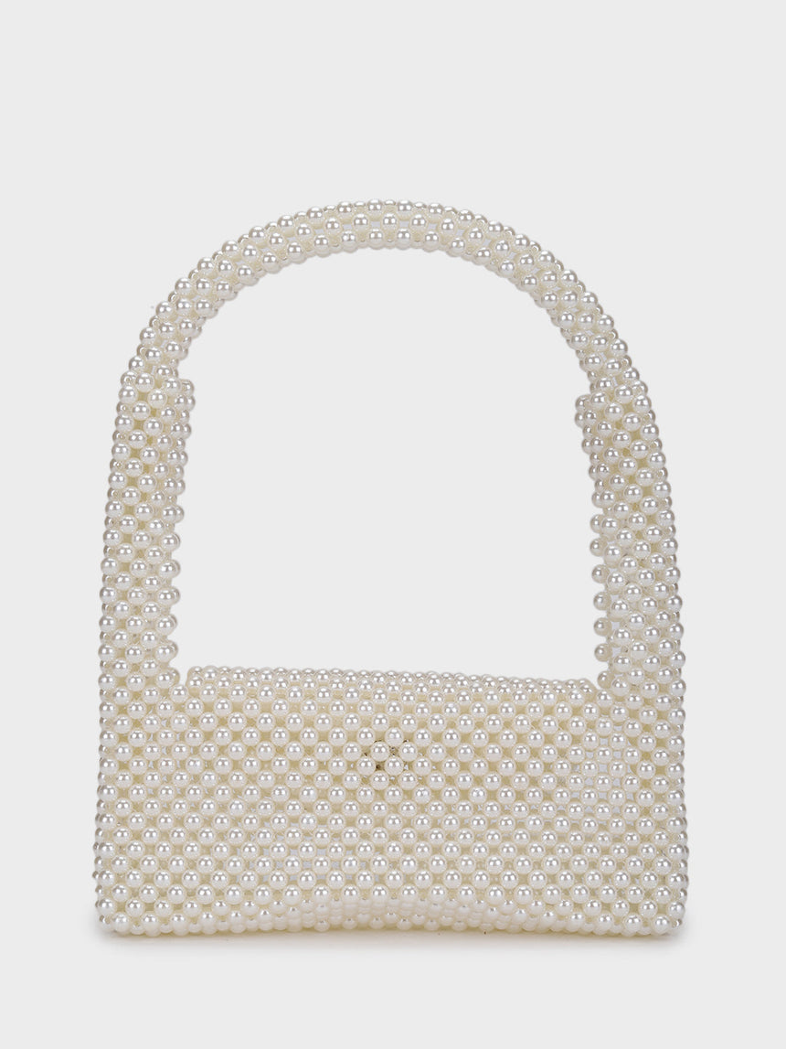 Emma White Handheld Clutch