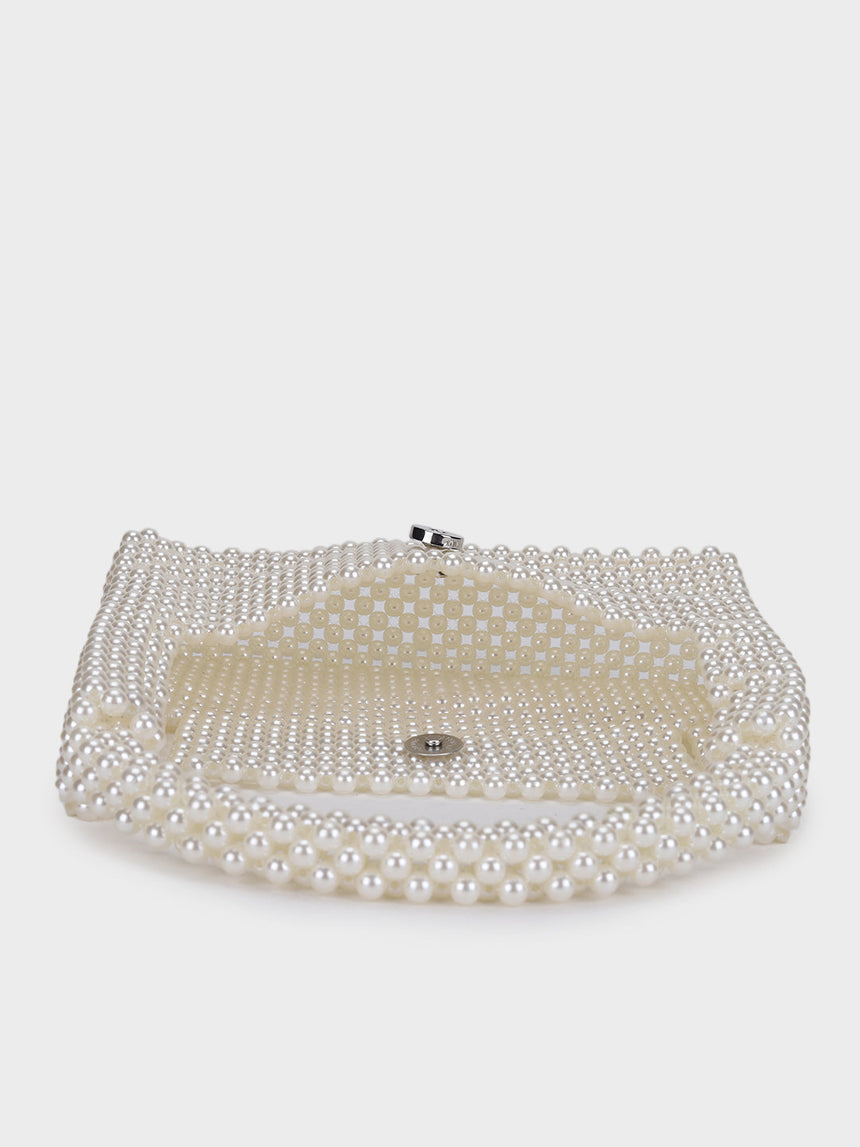 Emma White Handheld Clutch