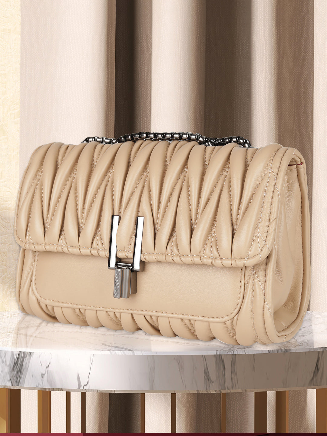 Women's Beige Sling And Cross Bags