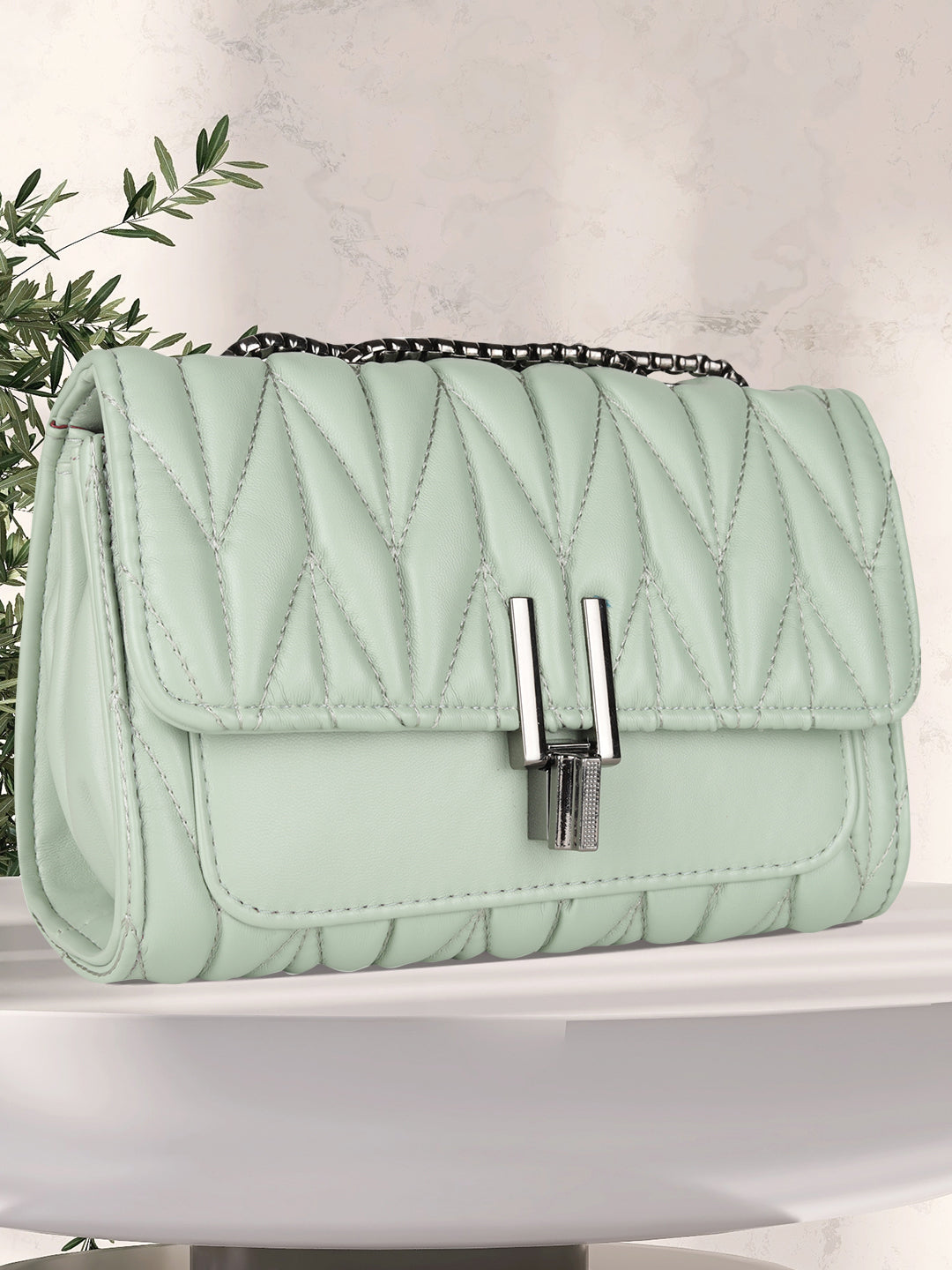 MINI WESST Women's Green Sling And Cross Bags(MWHB072GR)