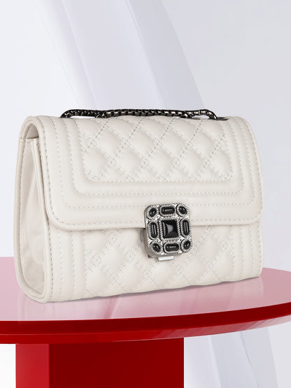 MINI WESST Women's White Sling And Cross Bags(MWHB077WT)