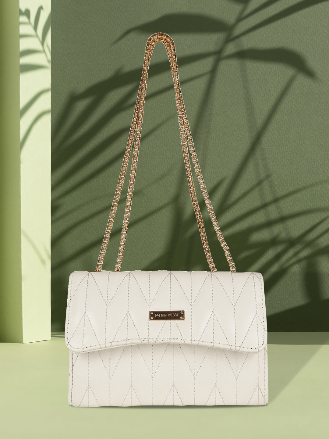 MINI WESST Women's White Sling And Cross Bags(MWHB080WT)