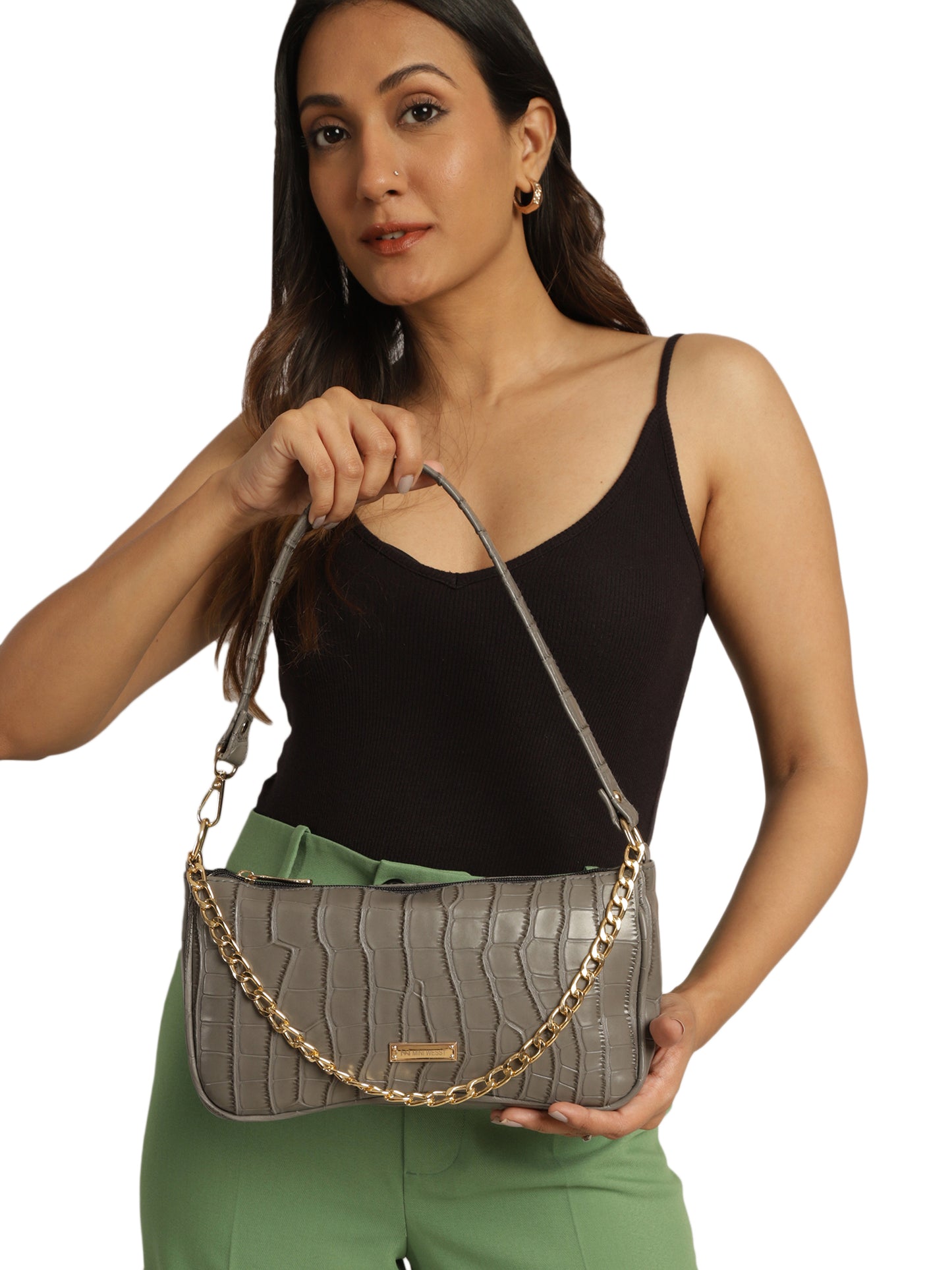MINI WESST Women's Grey  Handbag(MWSB0003GY)