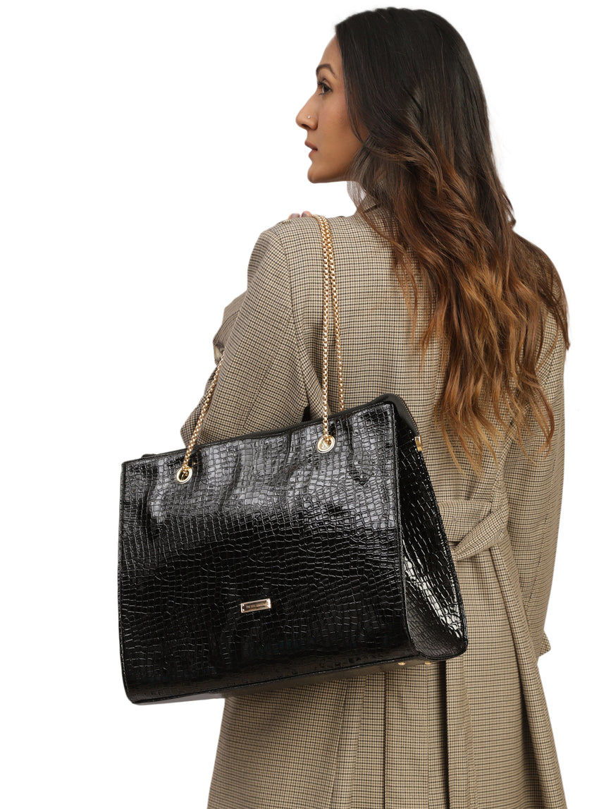Women's Black Handbag and Pouch