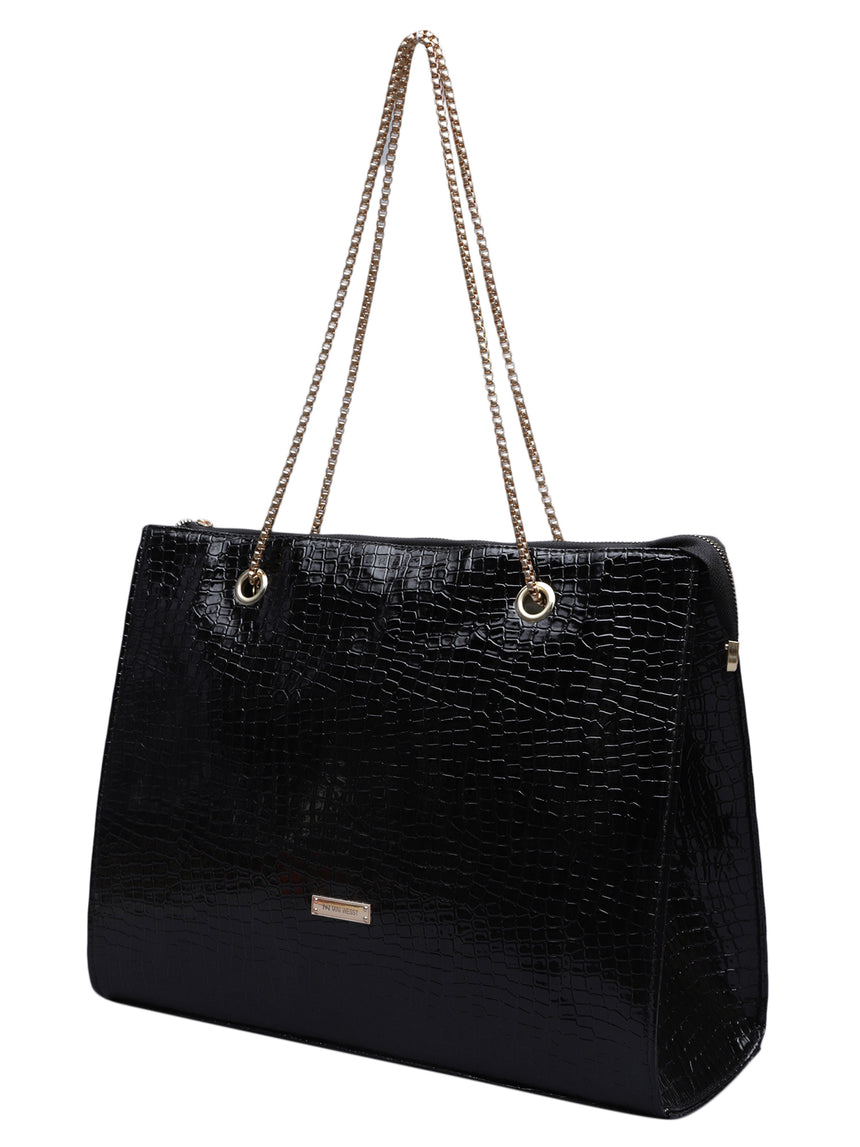 Women's Black Handbag and Pouch