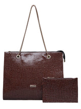 Women's Brown Handbag and Pouch