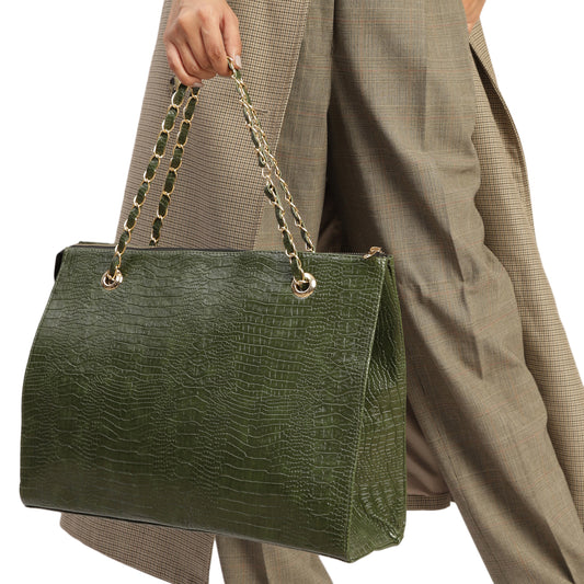 MINI WESST Women's Green Tote bags(MWTB018GR)