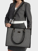 Lexi Black Stripped Tote Bag