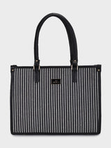 Lexi Black Stripped Tote Bag