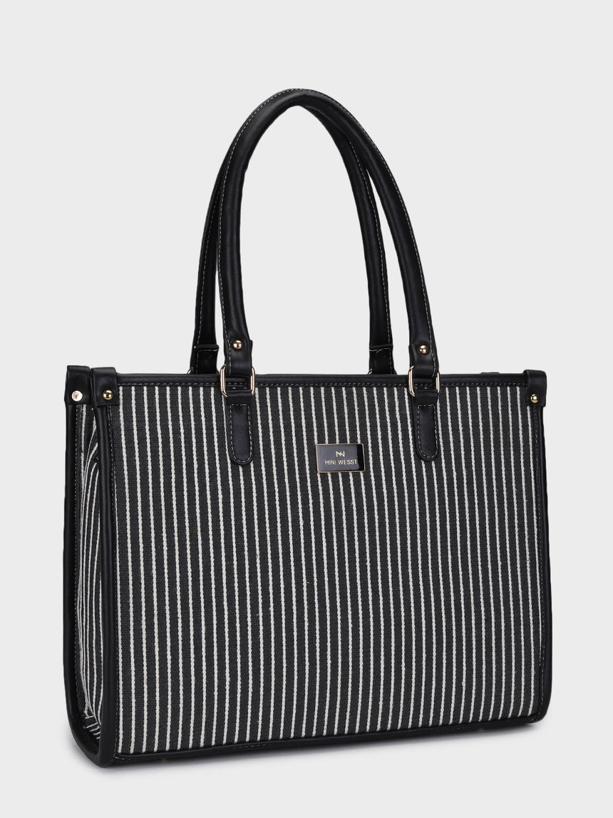 Lexi Black Stripped Tote Bag