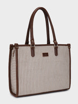 Lexi Beige Stripped Tote Bag