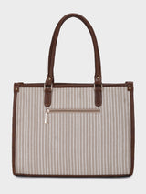 Lexi Beige Stripped Tote Bag