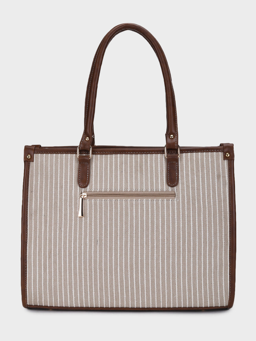 Lexi Beige Stripped Tote Bag