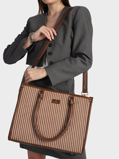 Lexi Brown Stripped Tote Bag