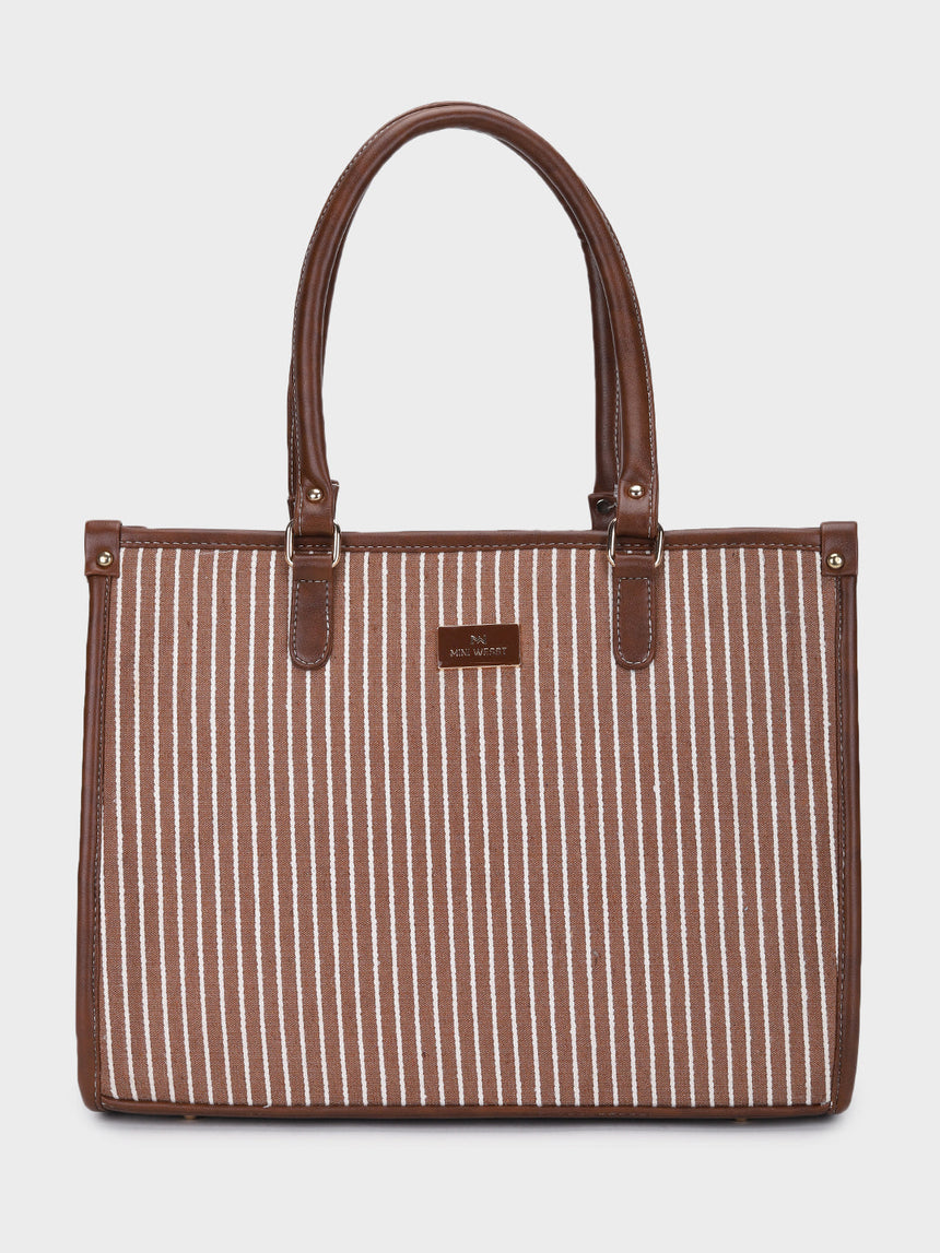Lexi Brown Stripped Tote Bag