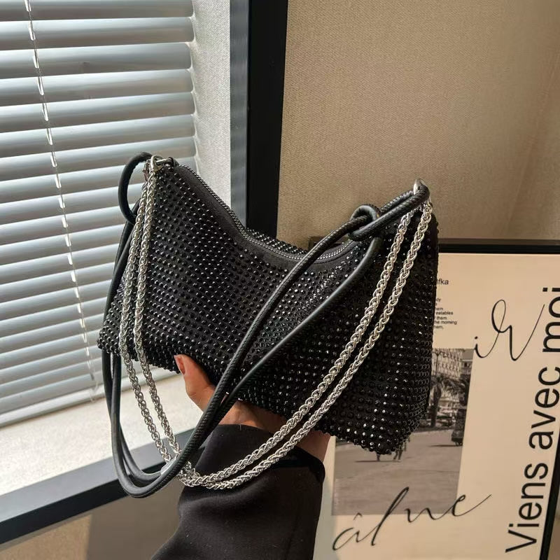 Black Audrey  Rhinestone Clutch