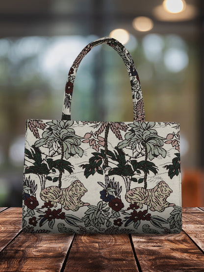 MINI WESST White Casual Animal Printed Tote Bag(MWTB048PR)