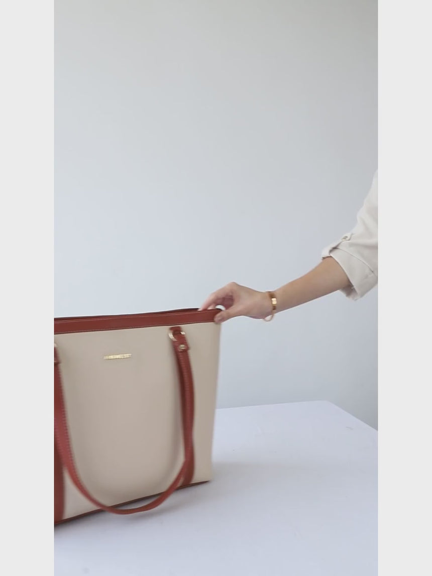 Jessica Beige Classic Tote Bag