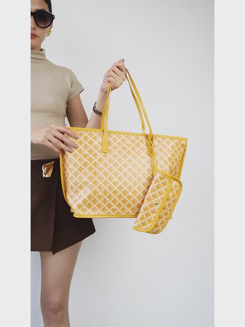 Yara Yellow Tote Bag With Pouch