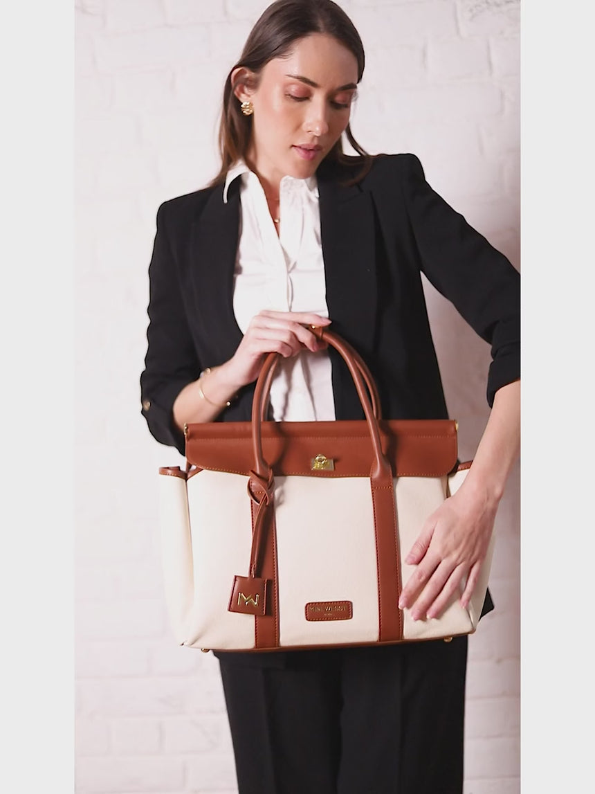 Madeline Classic Beige & Brown Tote