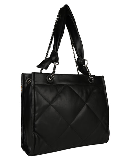 MINI WESST Women's Black Tote Bag(MWTB032BL)