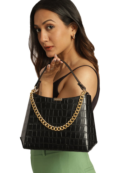 MINI WESST Women's Black Handbags(MWHB047BL)