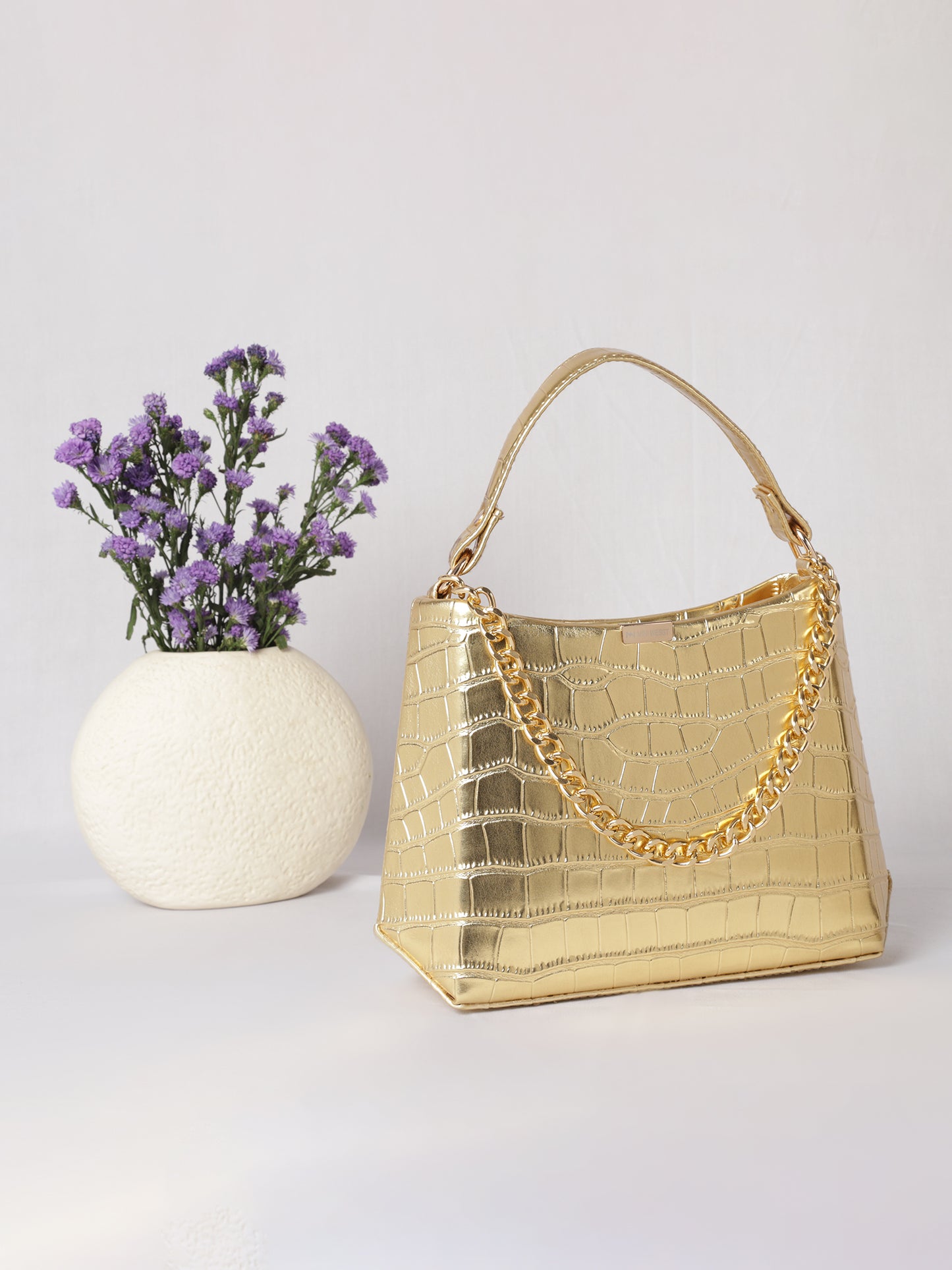 MINI WESST Women's Gold Handbags(MWHB049GD)