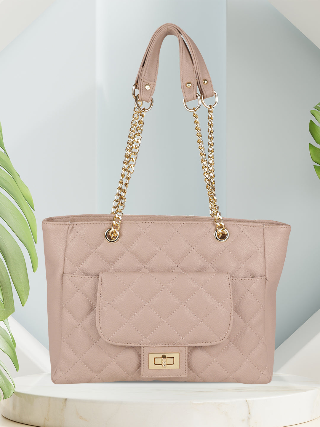 MINI WESST Women's Beige Tote bags(MWHB094BE)