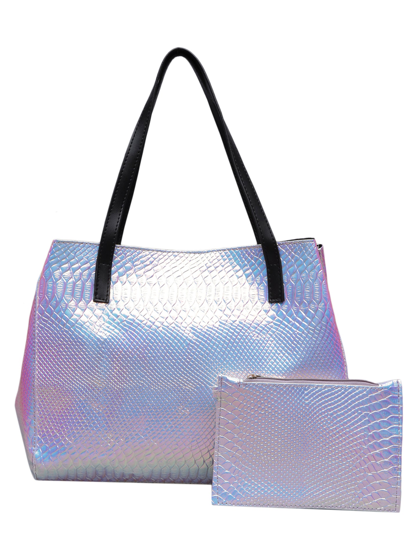 MINI WESST Women's Silver Handbag  and Pouch(MWTB003SM)