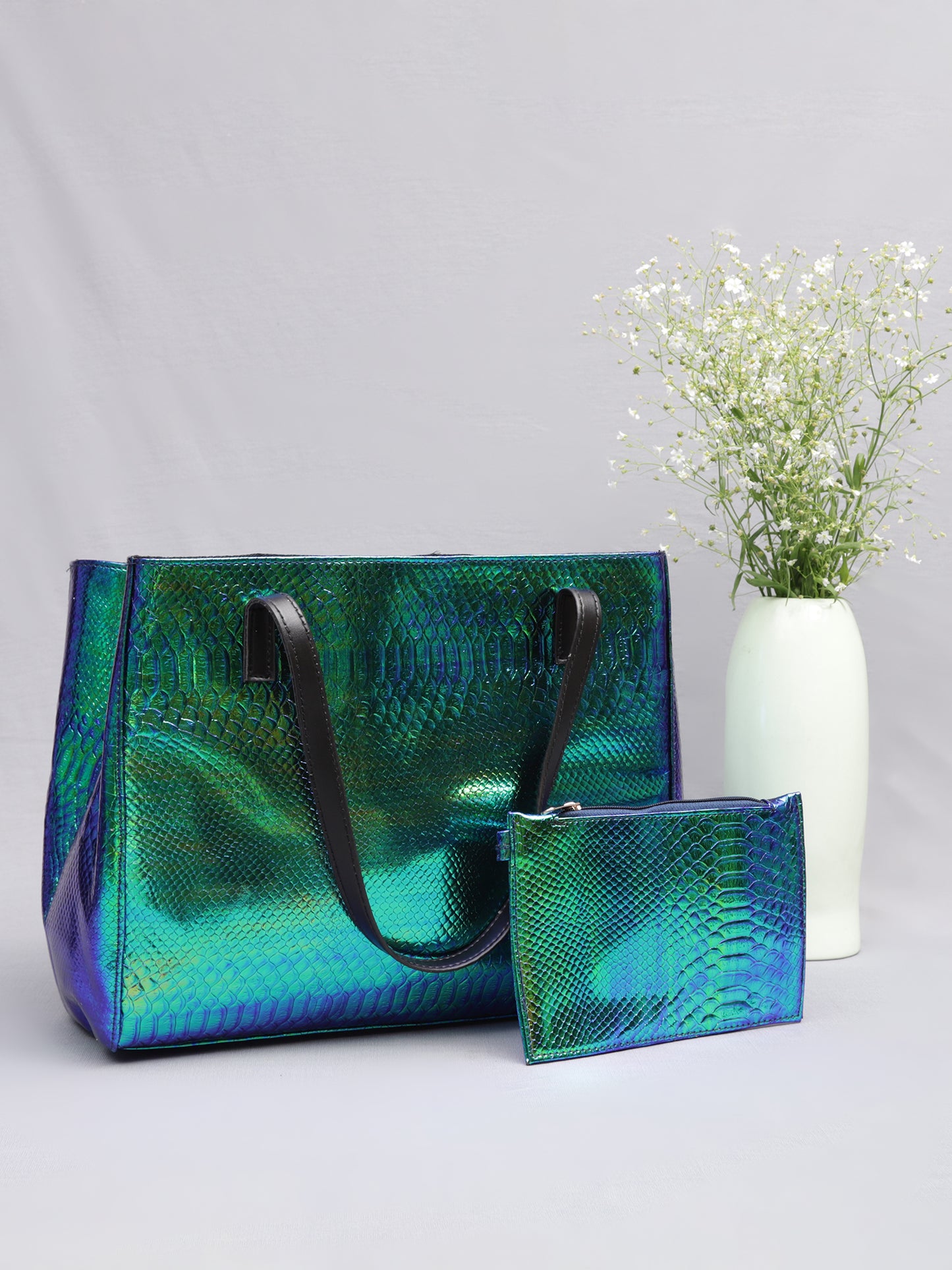 MINI WESST Women's Green  Handbag and  pouch(MWTB004GR)