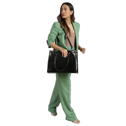 MINI WESST Women's Black Tote bags(MWTB009BL)