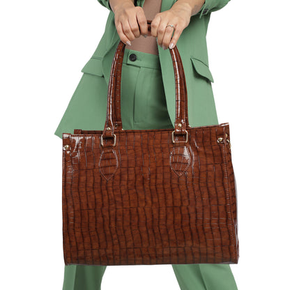MINI WESST Women's Brown Tote bags(MWTB011BR)