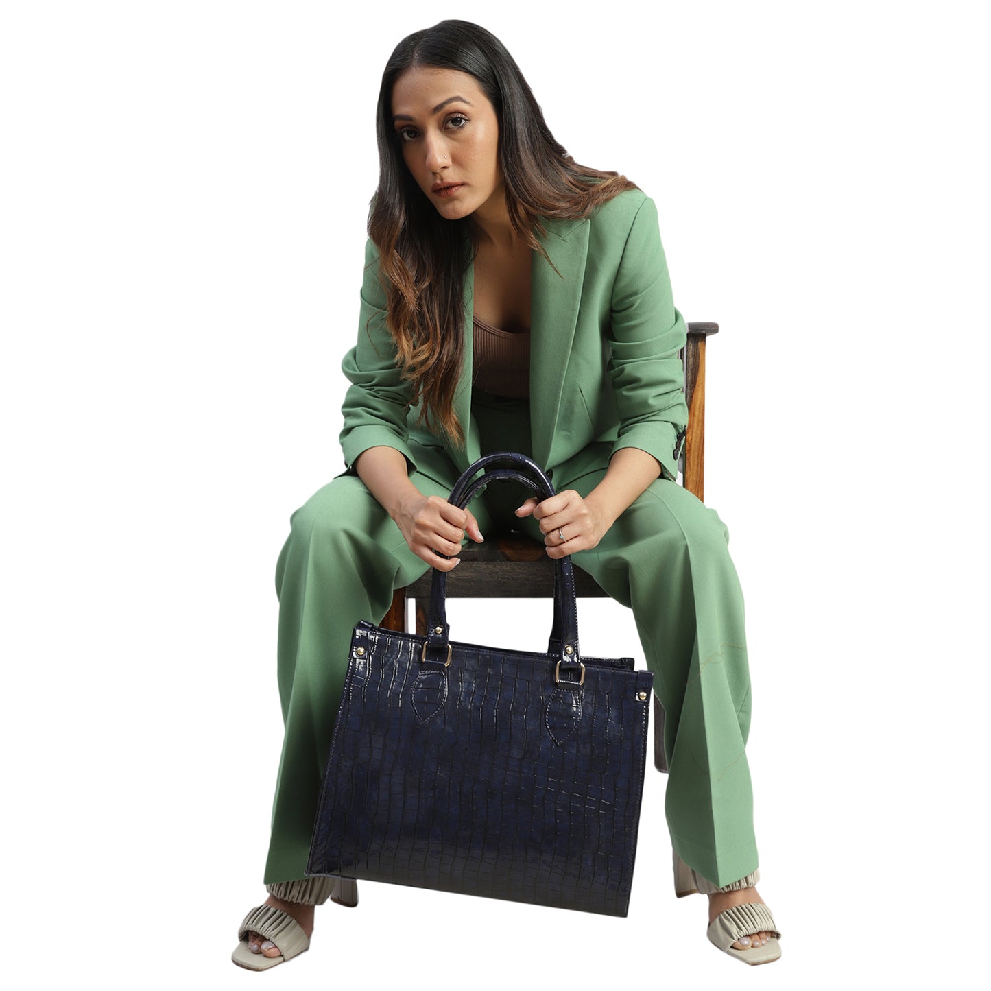 MINI WESST Women's Navy Blue Tote bags(MWTB013BB)