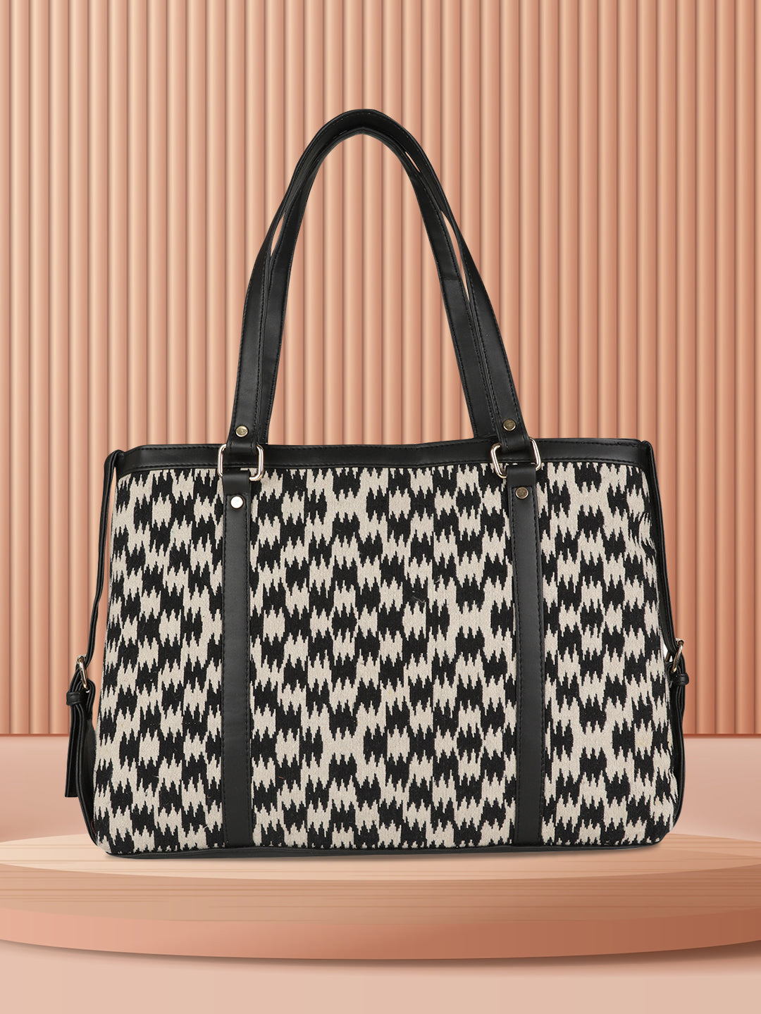 MINI WESST Women's Black Tote bags(MWTB027PR)